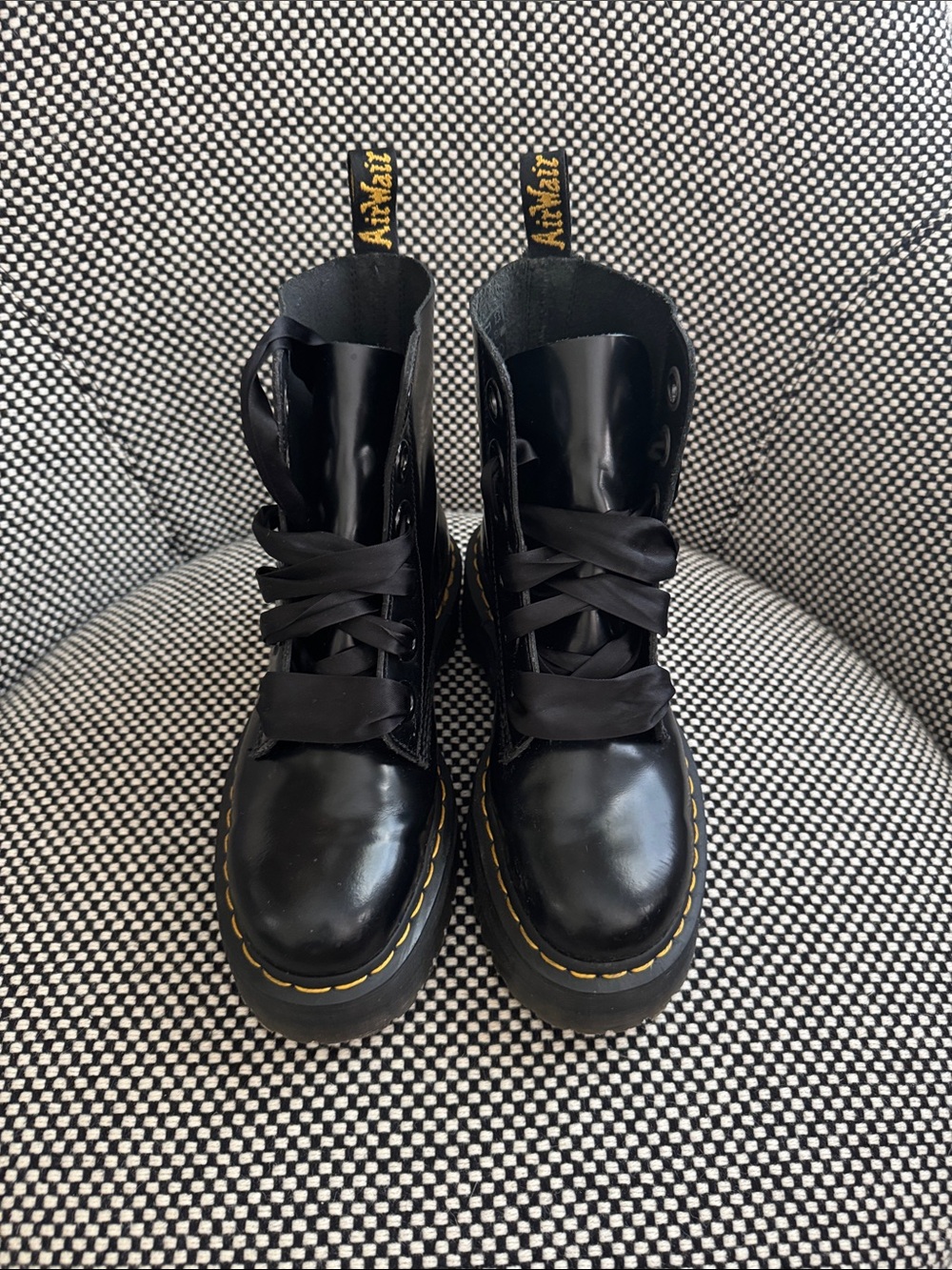 Dr. Martens Molly Black Patent Lace-Up Platform Boots